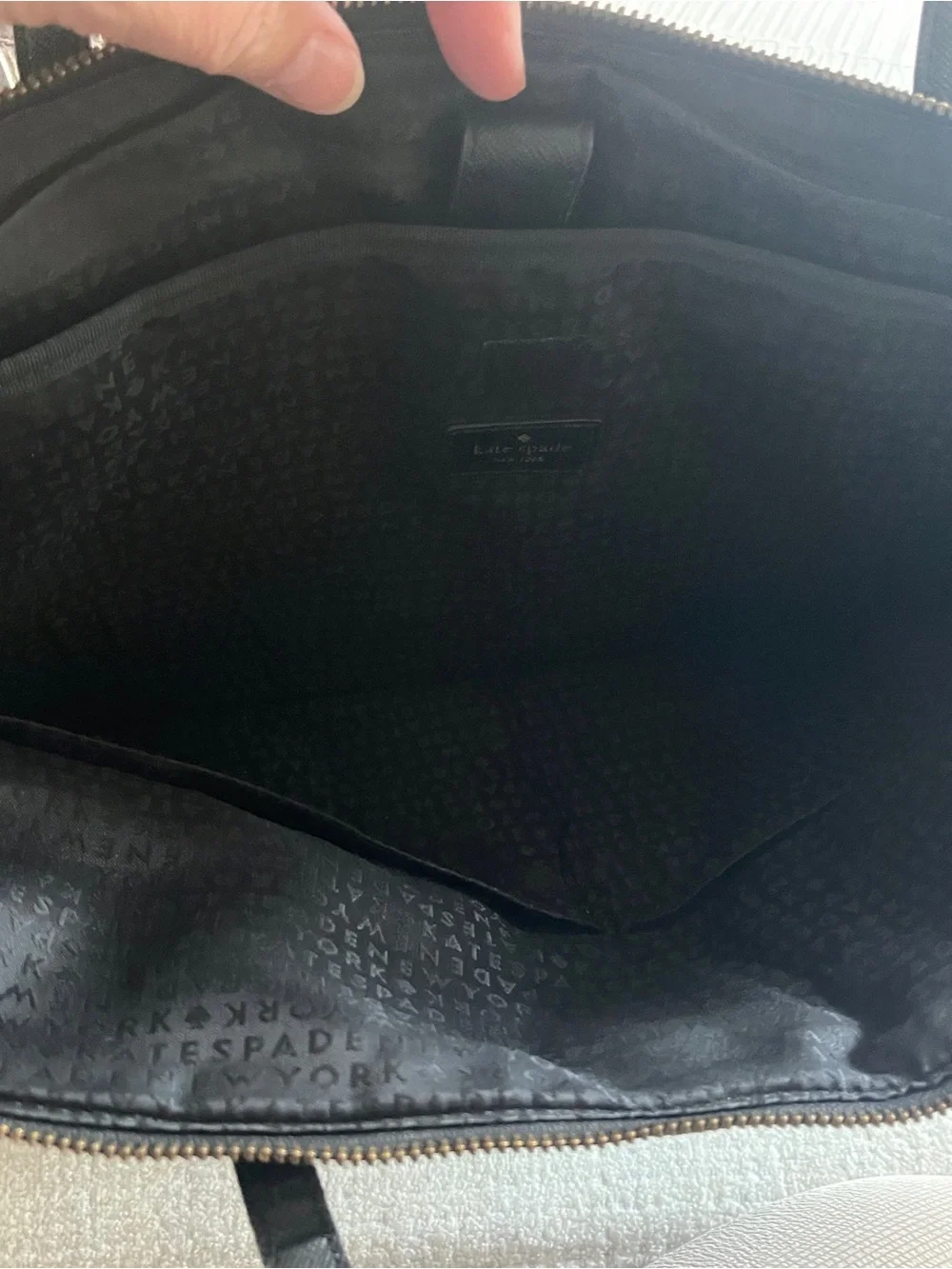 kate spade Black Nylon Laptop Tote with Gold Logo Plaque